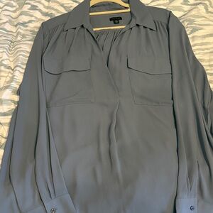 Gray Button-Up Blouse Ann Taylor Camp style shirt